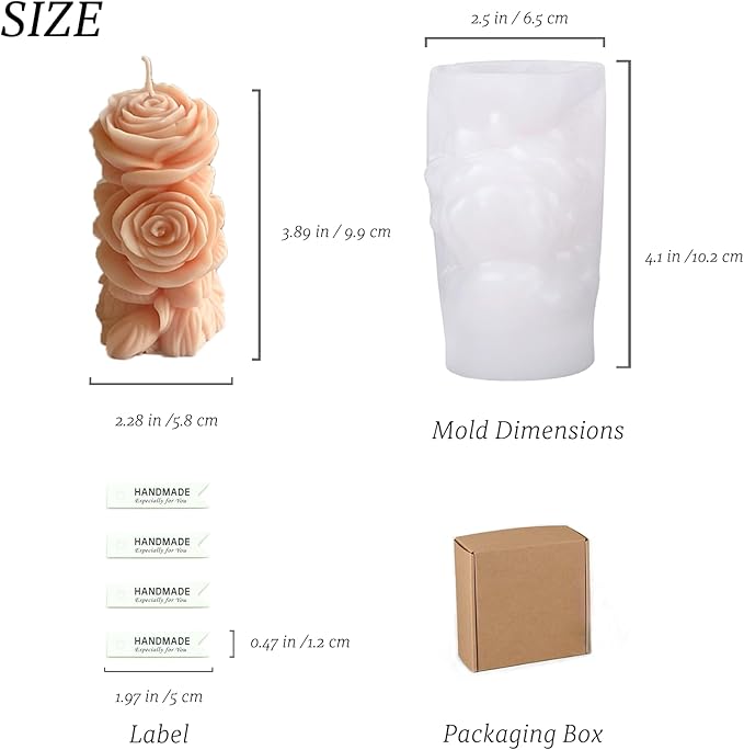 Candle Molds,Rose Pillar Candle Mold for Making Home Decor Wedding Decor Crafts Gifts,Candle Molds for Candle Making,Aromatherapy Candle Making Supplies