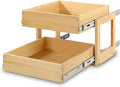 Mulush Pull Out Cabinet Organizer, 26''W×21''D×16''H Soft Close Slide Out Wood Drawer Shelves Storage for Kitchen, 2-Tier, Finished, Heavy-Duty, Bottom Assembly