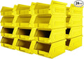 24 Pack Small Storage Bin, Wall Mount Storage, Hanging and Stacking Bin, Freestanding | 7” x 4” x 3” Plastic Container | Yellow | Zeus 1PLZ05 | StorageCompat