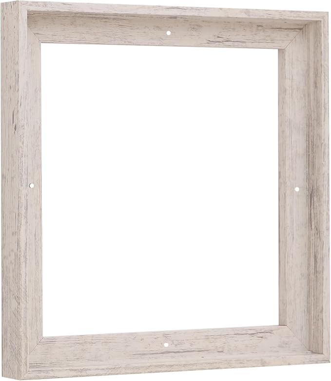 Pixy Canvas Floater Frame 10x10 for 3/4 (0.75) inch Deep Canvas Paintings/Canvas Prints/Wood Canvas Panels/Wall Art/Wall Decor/Home Decor/Artwork (Distressed White, 10 x 10 inch, Square)