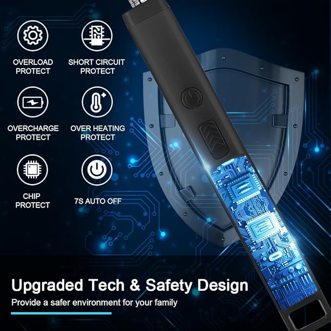 ARECTECH Candle Electric Lighter Rechargeable USB Arc Lighters for Candle Camping Fireworks Christmas Birthday Gifts with LED Light for Men Women Black