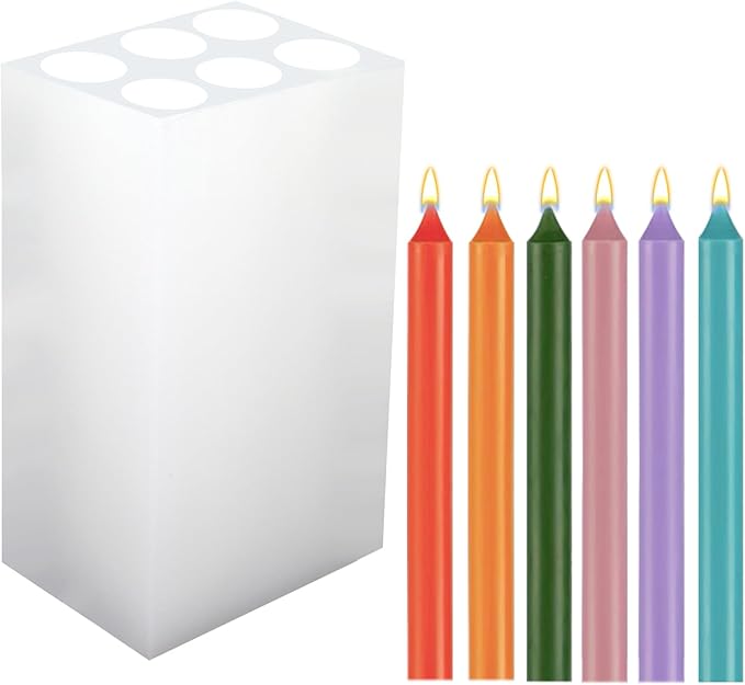 Long Cylinder Shape Silicone Candle Mold 6 Holes Candle Making Mold Long Pillar Candle Molds for Candle Making