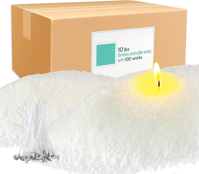 pliadvbu 10 lb Wax Sand DIY Pearl Candle Kit, 100 Candles Wicks, Natural Pearl Wax, Reusable, Unscented Powder Candles for Candle Making, Weddings and Parties