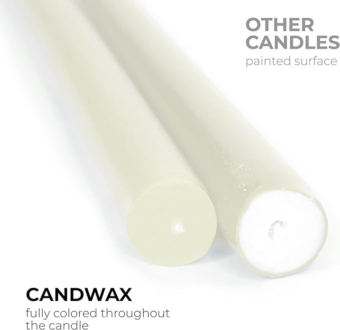 CANDWAX Ivory Taper Candles 10 inch Dripless - Set of 4 Tapered Candles - Smokeless and Unscented Taper Candlesticks Long Burning - Hand Poured Tall Candle Sticks