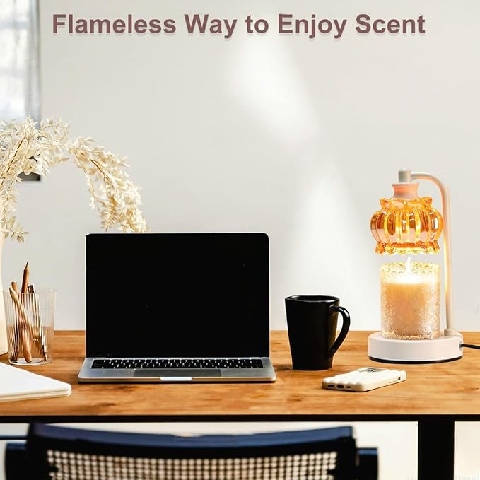 TOFUNTOY Candle Warmer Lamp with Timer, Dimmable Candle Lamp Wax Melt Warmer with 2 Bulbs, Electric Candle Warmer Light for Bedroom Living Room Birthday Christmas Gifts for Women Mom
