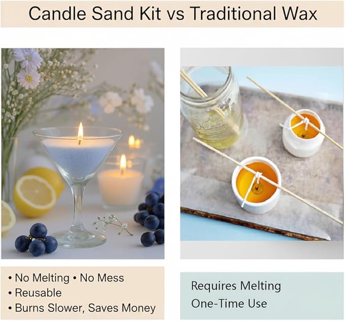 Monivi Scented Candle Sand with Wicks 1.1lb Purple Pearled Candle Beads Sand Candles with Wicks for Mothers Day Gift 85 Burn Hours Refillable Candle Wax for DIY Candle Making(Scented Lavender)