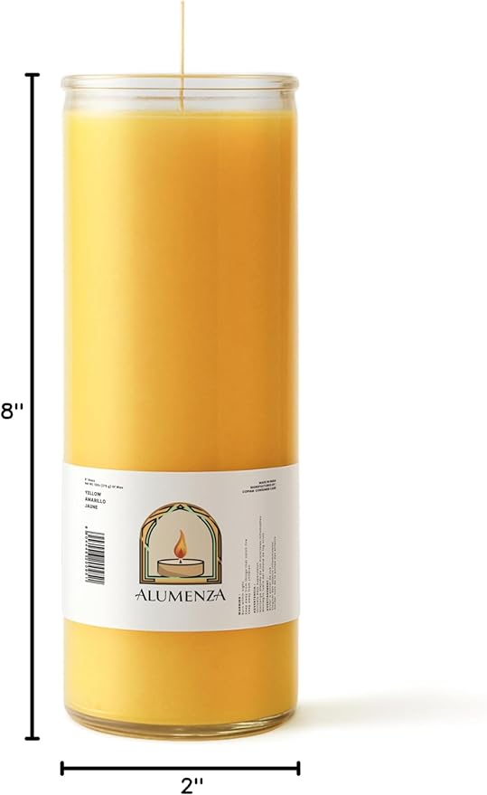 3 Pack Yellow 7 Day Candles in Glass Jar – Paraffin Wax, Clean Burning Unscented | Large & Tall Devotional Prayer Pillar Candles for Home, Memorial, Spells, Long Lasting