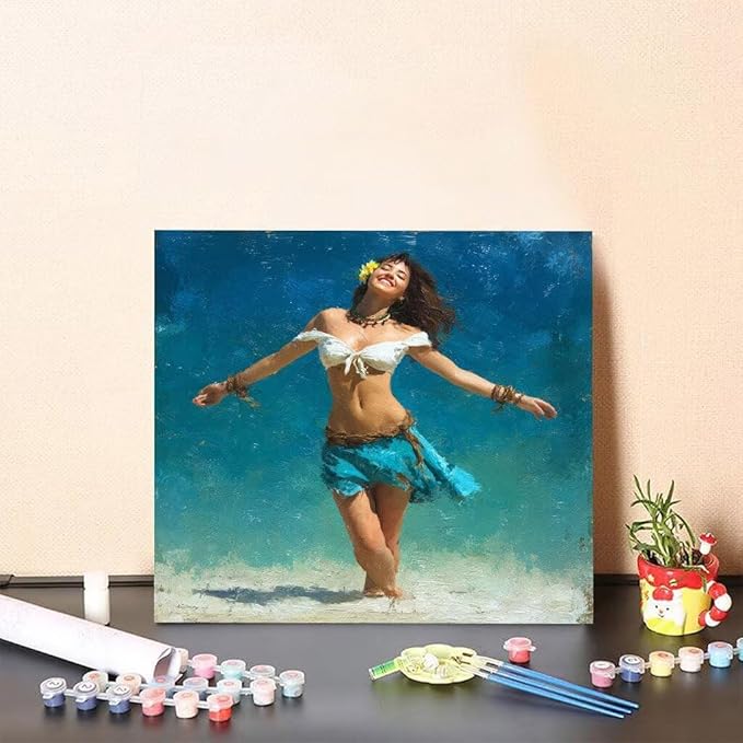Paint by Numbers Kit for Adults Woman Paint by Numbers Flower DIY Crafts for Adults Canvas Paintings Kits, Hobbies for Women Art With Accessories for Home Wall Decor 32x32inch Without Frame 6-5280