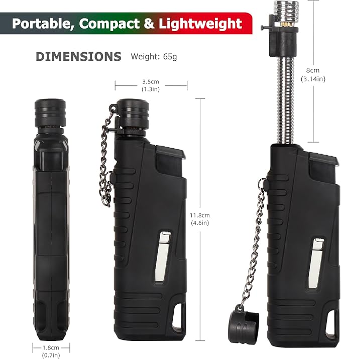 Navpeak Torch Lighter Flexible Wand Telescopic Windproof Jet Flame Lighters Butane Refillable for for Candle Kitchen Outdoor Grill Fireplace Camping(Buatne Not Included)(Camouflage Yellow)