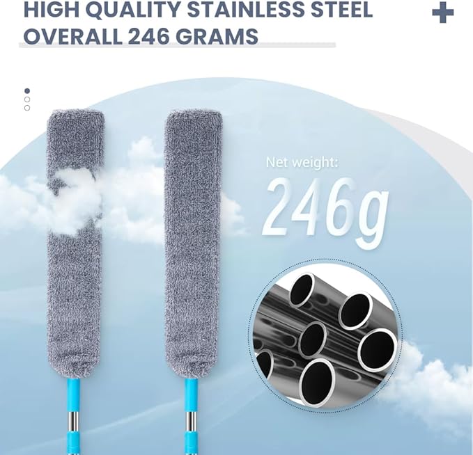 2026 Upgrade Retractable Gap Dust Clean, Extendable Duster Cleaning Tool for Hard-to-Reach Areas, Washable Dusting Brush for Ceiling Blinds Under Furniture (1)