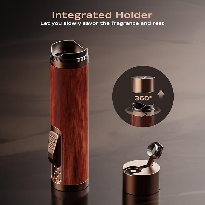 Torch Lighter, All-in-one Torch Lighter with Punch, Holder, Draw Enhancer Tool, Windproof Jet Flame Lighters, Gifts for Men Accessories, Refillable Butane Lighters for Candles, Travel (Without Gas)