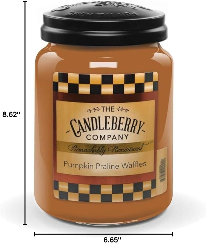 Candleberry Candles Pumpkin Praline Waffles | Strong Fragrances for Home | Hand Poured in The USA | Highly Scented | 135 Hour Burn Time | Large Jar