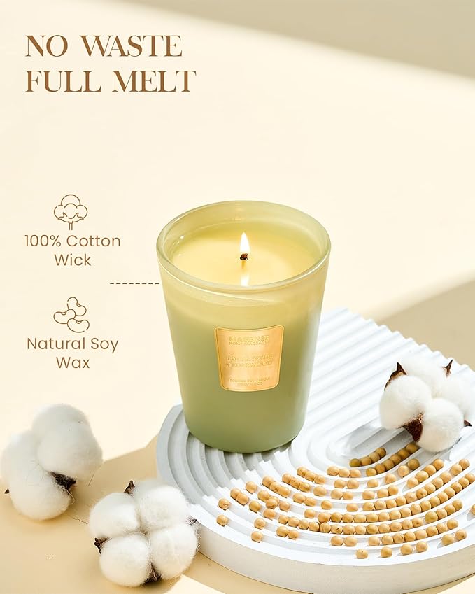 M&SENSE Eucalyptus Cedarwood Soy Candle, 14.1oz 60H Long Lasting, Aromatherapy Candle for Office Relaxation Winter Home Decor Housewarming Gifts