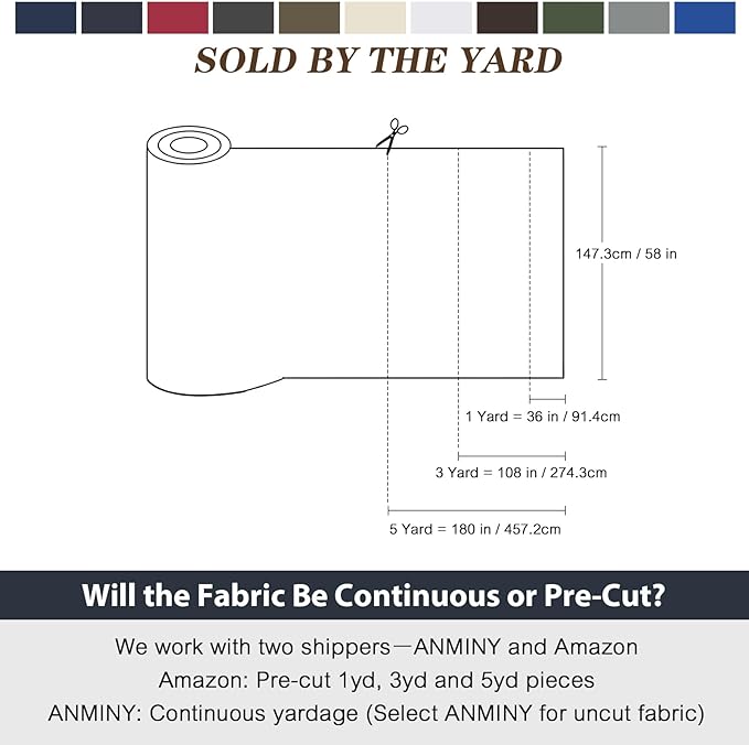 ANMINY 100% Waterproof Outdoor Fabric 15 Yards, 58" W 600D Marine Canvas Fabric with PVC Backing, Ripstop Upholstery Material by The Yard for Furniture Boat Covers Tent Awning, Dark Gray