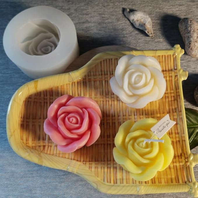 2PCS Flower Candle Molds, 3D Big Bloom Rose Molds, Flower Handmade Soap Moulds for Fondant Handmade Soap Lotion Bar Wax Casting Crayon Cake Ice Cream Clay Cake Decorating