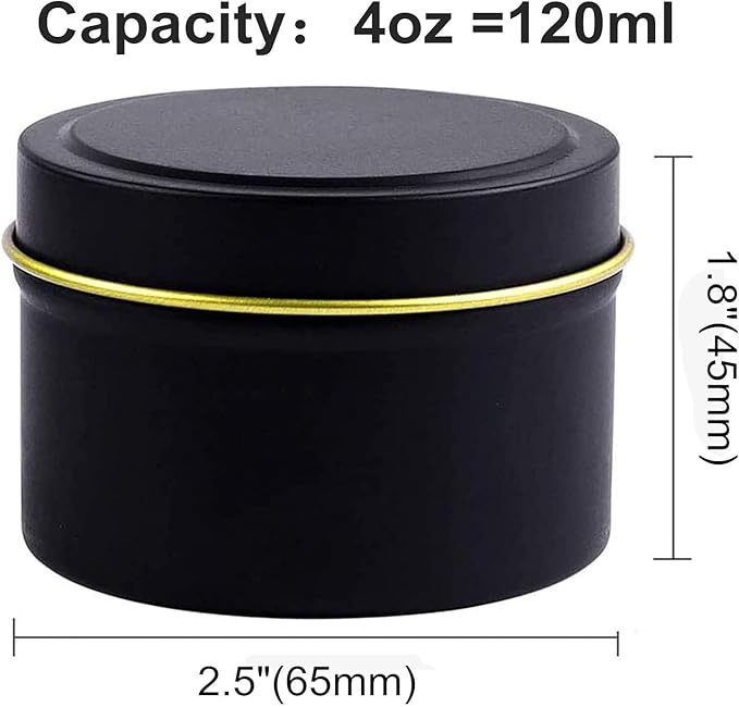 SONVIIBOX 24 Pieces Black Candle Tins 4oz, Candle Jars,Bulk Candle Containers for Candle Making,Storage Jars,DIY Candle Making (Black)