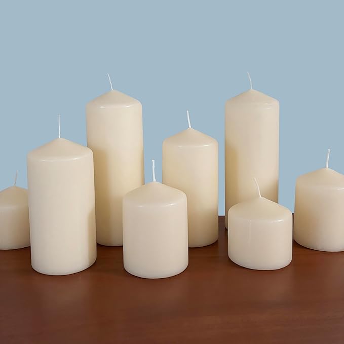 Stonebriar 3 Pack Tall 3 x 6 Inch 65 Hour Long Burning Unscented Ivory Wax Pillar Candles
