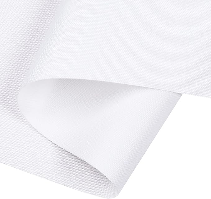 Soft Waterproof Canvas Fabric PU Backing, 600 Denier Ripstop UV Protection 18 x 60 Inch Canvas Cordura Fabric for Outdoor/Indoor, DIY Crafts, Bags, Awning, Marine, Furniture Cover(White)