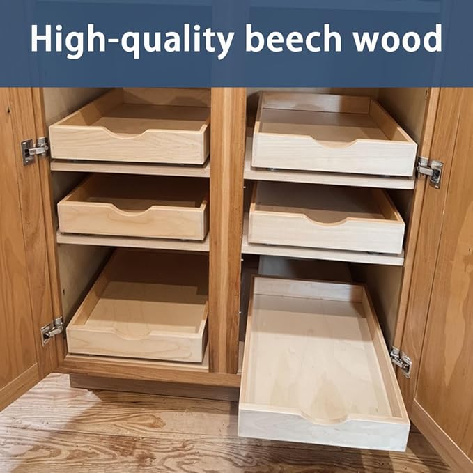 Pull Out Cabinet Drawers - 6x2 Size Options (12-23'W,18-21'D), Pre-Assembled with Soft Close Slides, Solid Beechwood, Easy Installation(29'W x 18'D)