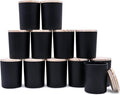 SHOWIN Thick Candle Jars for Making Candles 12 Pcs, 7 OZ Empty Jars with Wood Lids for Candle Making, Sample Container, Matte Black