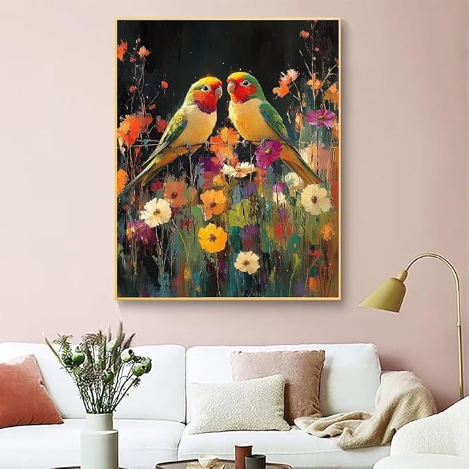 Diamond Painting Kits for Adults Parrot Diamond Painting Kits Flower 5D Full Square Drill Strass Crystal Crafts for Adults DIY Art Kit for Beginner, Home Wall Art, Gifts for Women 28x40in 8-65898Y