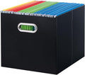 Oterri Cardboard File Organizer Box for Hanging File Folders Letter Size,Large File Box for Computer Desk,File Cabinet,Working Home,Office,Classroom (Black, Letter Size - 1 Pack)