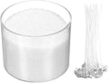 MECCANIXITY Pearled Sand Candles with 50 Pcs Wicks 21Oz / 600g Candle Beads Refillable Powder Sand Wax Making Kit for Thanksgiving Christmas Wedding Party DIY Home Crafts, White