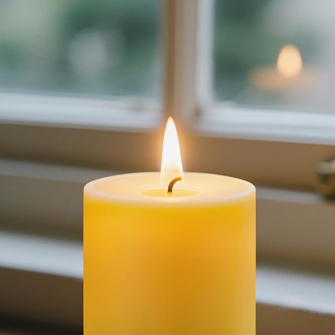 3 Pack Beeswax Candles - 3x3inchs Emergency Candles, Beeswax Pillar Candles 150 Hours Long Burning, Organic Unscented Dripless Smokeless Bees Wax Candle Bulk for Home Paryer Party (3x3in)