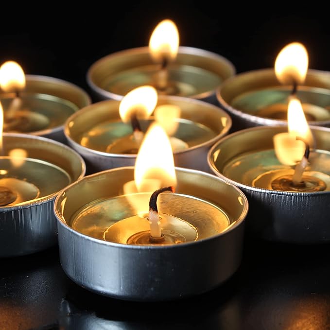 AlterEgo Unscented Tea Lights - 100 Pack Tealight Candles - 4+ Hour Burn Time - Clean-Burning White Palm Votive Smokeless Tealights Candles for Home, Shabbat & Anniversaries (100Pack)