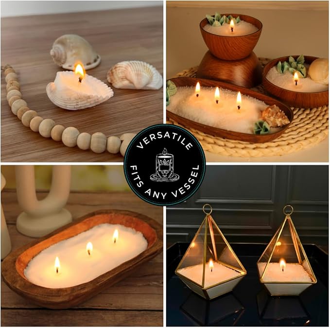 Snow Pearled Candle with Wicks | Sand Candle Wax kit | 10lbs of Candle Sand with 50 Wicks Included | Unscented Powder Candles for Candle Making, Weddings, and Parties