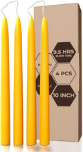 CANDWAX 10 inch Beeswax Taper Candles Set of 4 - Non Toxic and 100% Pure Beeswax Candles Ideal for Dinner - Dripless Handmade Bees Wax Burning Time 9.5 Hours