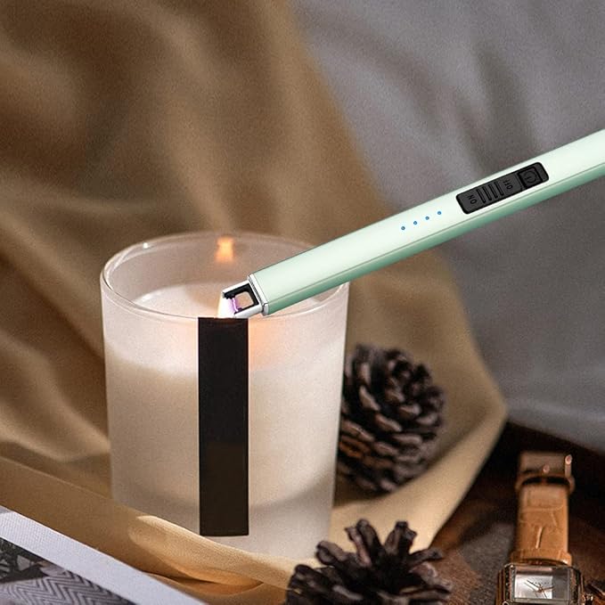 ARECTECH Electric Candle Lighter with Type-C Cable Birthday Gift for Man Women Wife Rechargeable Plasma Arc Lighters for Candle Camping Kitchen Stove Green