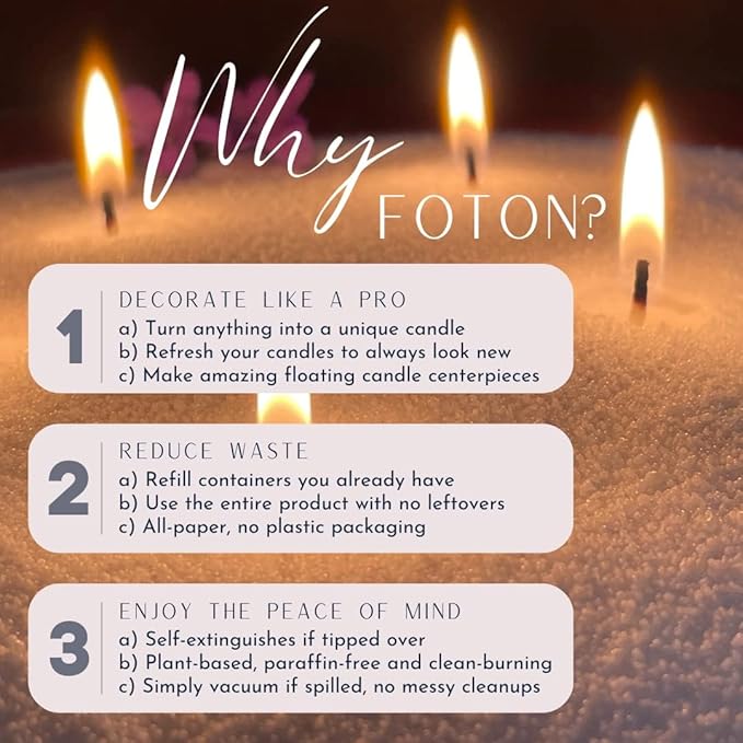 Foton Pearled Candle 18 Oz - Lavender Love Scented Non Toxic Luxury Long Lasting Powder Candles up to 120 Hours - Refillable Candle Sand with 30 Wicks for Candle Making