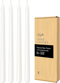 Viyffo Taper Candles, 12 Inch, 4 Pack, White – Unscented, Dripless & Smokeless Design, Up to 8-Hour Burn – Tall Candlesticks for Wedding, Dinner & Home Decor