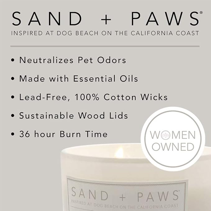 Sand + Paws Scented Candle - Island Orchid - Additional Scents and Sizes –Luxurious Air Freshening Jar Candles Neutralize pet Odors and Enhance Home décor – 100% Cotton Lead-Free Wicks - 12 oz