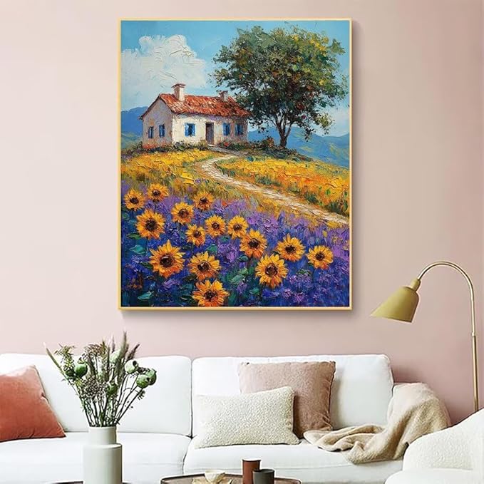 Diamond Painting Kits for Adults Sunflower Diamond Painting Kits Landscape 5D Full Square Drill Crystal Crafts for Adults DIY Art Kit for Beginner, Home Wall Art, Gifts for Women 12x16in 9-072230