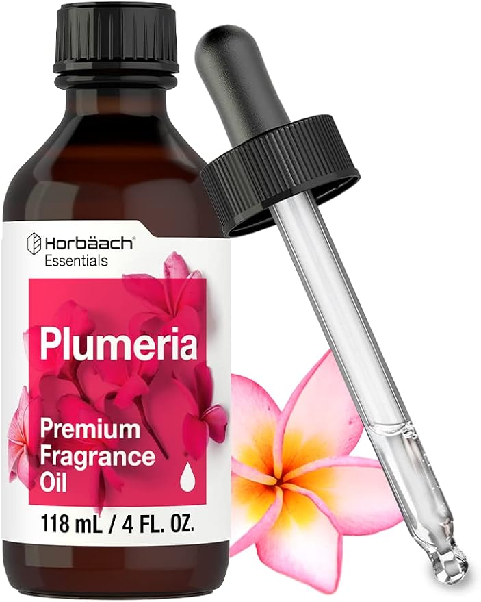 Horbäach Plumeria Fragrance Oil | 4 fl oz (118ml) | Premium Grade | for Diffusers, Candle and Soap Making, DIY Projects & More