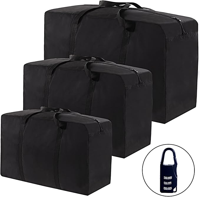 SANSAM Extra Large Heavy Duty Moving Bag,Waterproof Duffle Bag with Zippers,Oxford Cloth Storage Tote Bags for Travelling,College Dorm, Space Saving