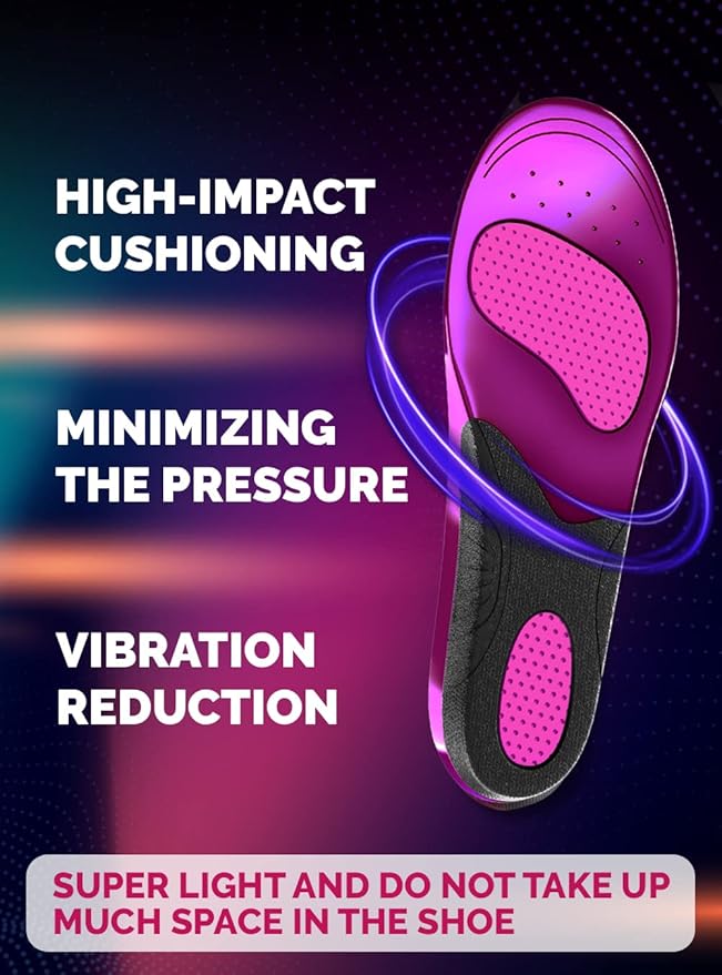 CRUVHEAL Running Insoles Men Women - Athletic Shock Absorbing Gel Insoles - Runner’s Knee - Reduce Muscle Soreness - Plantar Fasciitis - for Sport Shoes (XS)