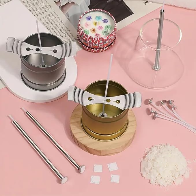 Blingfun Candle Making Pouring Pot, Stainless Steel Wax Melting Pot with Candle Wicks, Wick Stickers & Holder for Scented Candle Making and Wax Crafts