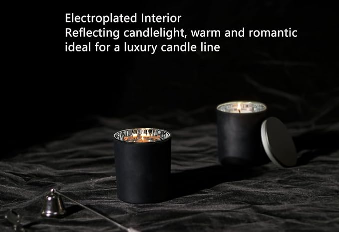 Bulk Candle Jars for Candle Making, Luxury Container with Electroplated Interior, 12PCS Vessel with Metal Lids Empty Jars - Silver Inner