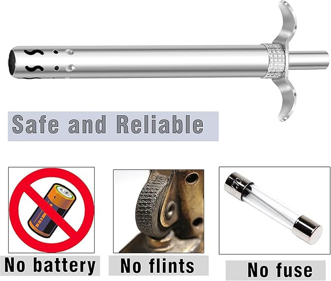 Easy Grip Premium Waterproof Stainless Steel Matt Finish Regular Gas Lighter for Gas Stove, Restaurants & Kitchen Use (2pack)