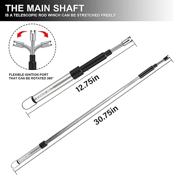 V2 Extendable 2.5 Feet. Arc Extra Long Lighter, Flameless Fireplace Stove Electric Candle Lighter, Long Neck for Pilot Light, Grilling, Firepit, Kitchen, BBQ (White)