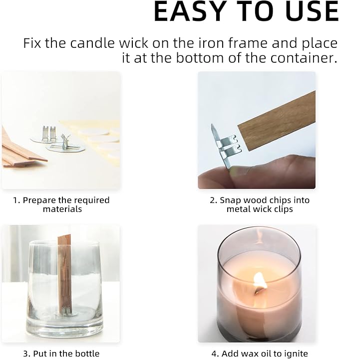 Ziosxin 130pack Galvanized Metal Base Suitable for Wood Wicked Candles Manufacture, Metal Bracket Size:W*D(25 * 25mm),H(8mm) Does not Include Wicks and Stickers