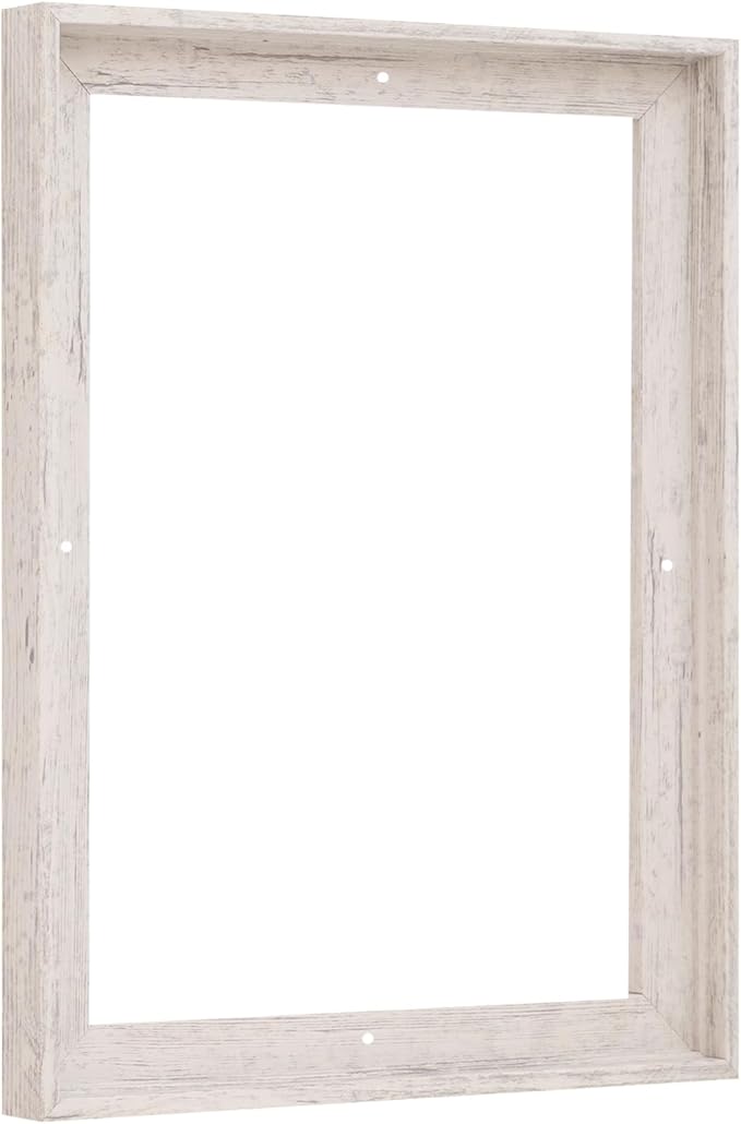 Pixy Canvas Floater Frame 24x40 for 3/4 (0.75) inch Deep Canvas Paintings/Canvas Prints/Wood Canvas Panels/Wall Art/Wall Decor/Home Decor/Artwork (Distressed White, 24 x 40 inch, Portrait)