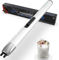 Candle Lighter, Electric Lighter USB with Upgraded LED Display Safety Switch, Rechargeable Flameless, Cream White