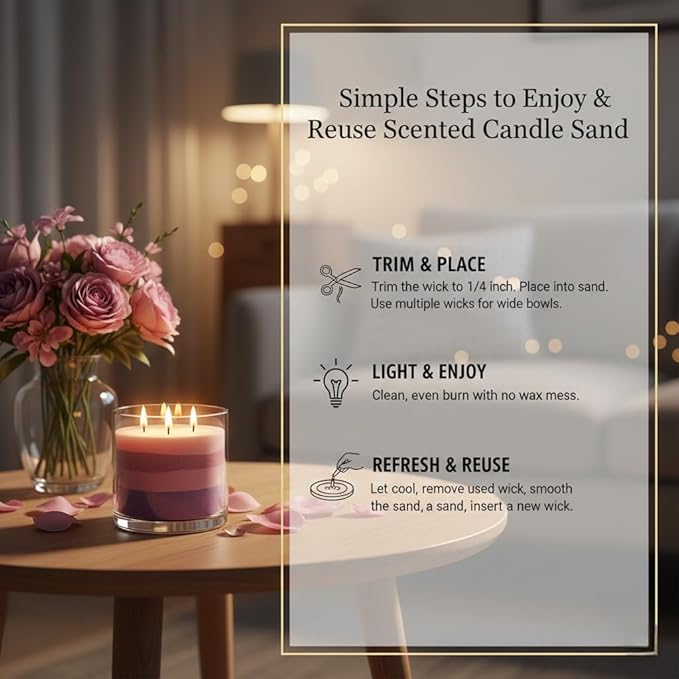 Monivi Scented Candle Sand with Wicks 1.1lb Pink Pearled Candle Beads Sand Candles with Wicks for Mothers Day Gift 85 Burn Hours Refillable Candle Wax for DIY Candle Making(Scented Strawberry)