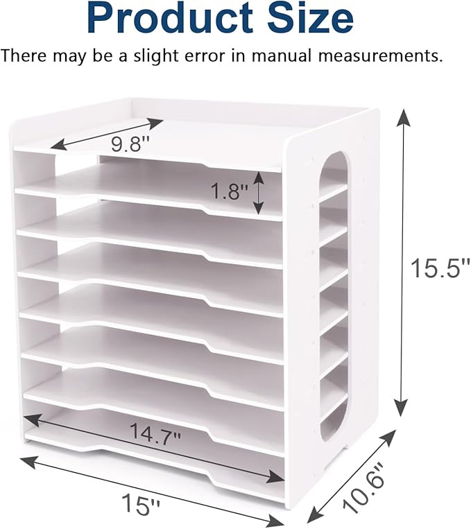 SONGWAY Large File Organizer for Desk - 8 Tier Legal Size Paper Storage Holder, File Sorter, Letter Mail Tray, Desktop Paper Storage Organizer for Home Office School