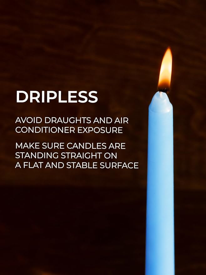 CANDWAX Light Blue 12 inch Taper Candles Set of 4 - Unscented Smokeless Dripless Tapers for Dinner Table, Home Decor, Easter Decor, Party, Wedding and Ordinary Dinners - Spring Candles