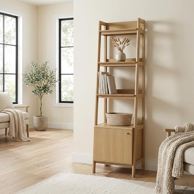 Furnifact Oak Bookshelf with Durable Wooden Construction, 21-Inch Height, Modern Design, Suitable for Living Room, Office, or Bedroom Storage